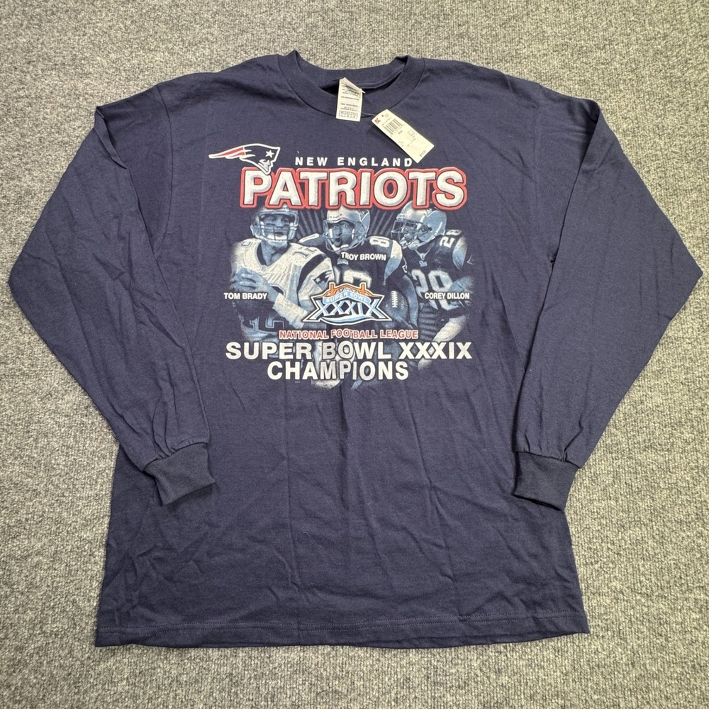 New England Patriots Delta Pro Weight Long Sleeve Shirt Mens L Blue Super Bowl